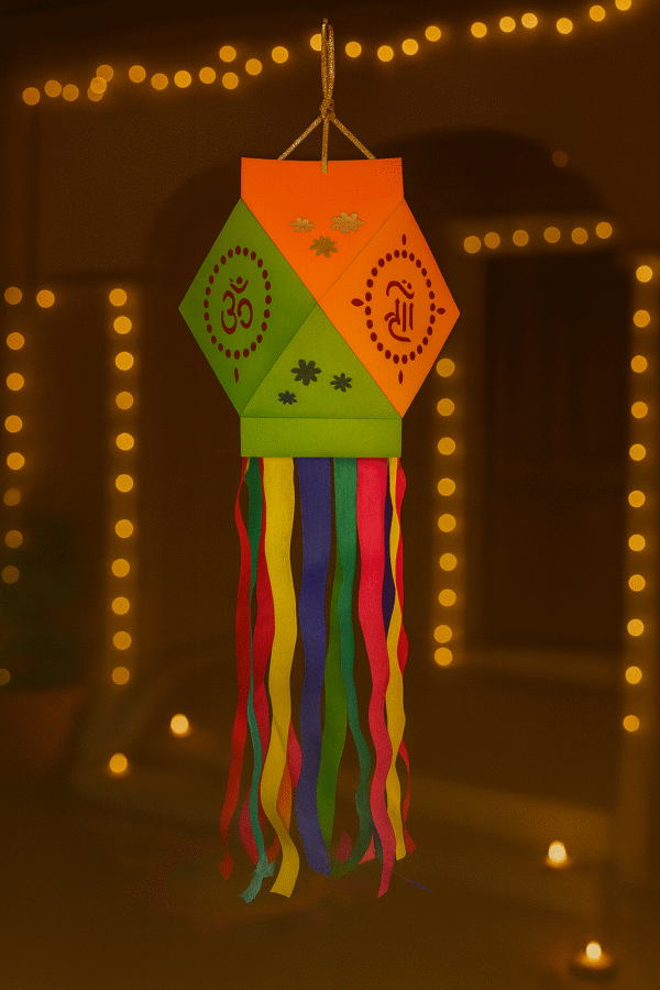 Lantern Kit / Aakash Butti - Orange & Green